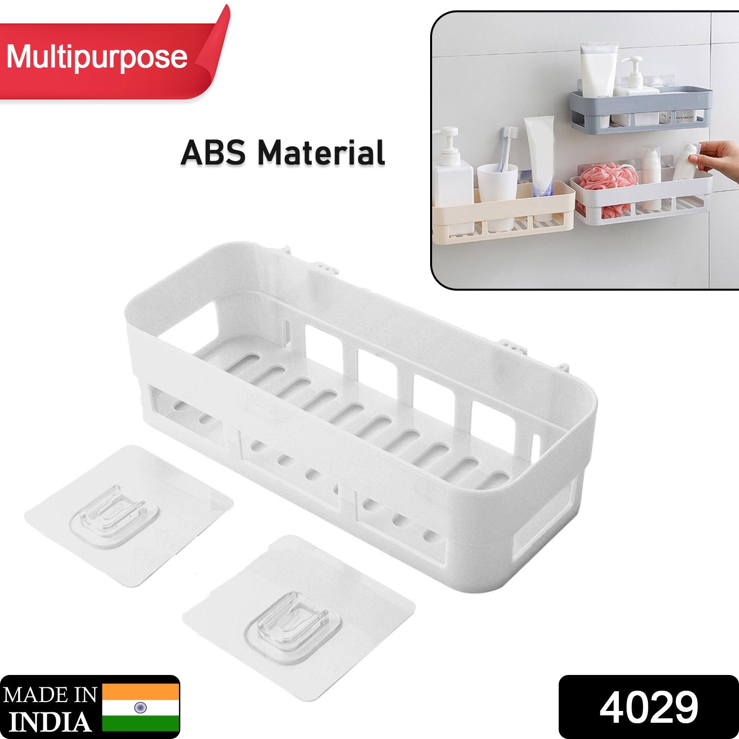 4029 ABS Plastic Shower Corner Caddy Basket Shelf Rack with Wall Mounted Suction Cup for Bathroom Kitchen DeoDap 4029 ABS Plastic Shower Corner Caddy Basket Shelf Rack with Wall Mounted Suction Cup for Bathroom Kitchen DeoDap